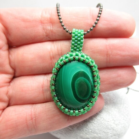 Beth Clark Jewelry - Malachite Cabochon pendant